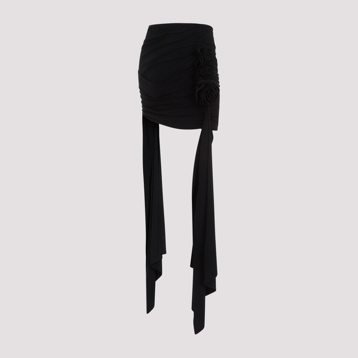 Black Viscose Mini Skirt-4