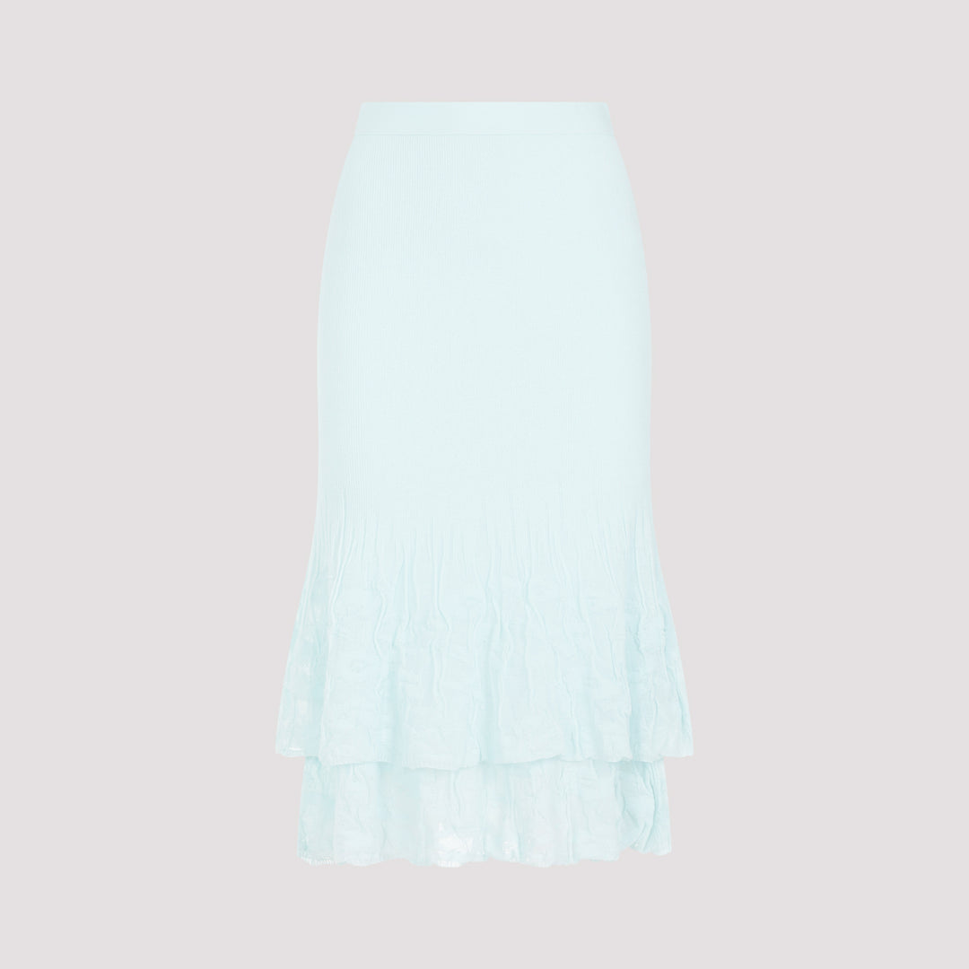 Pale Turquoise Cotton Midi Skirt-0