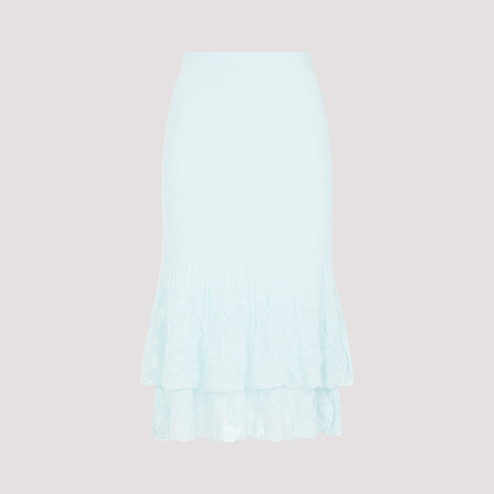 Pale Turquoise Cotton Midi Skirt-0