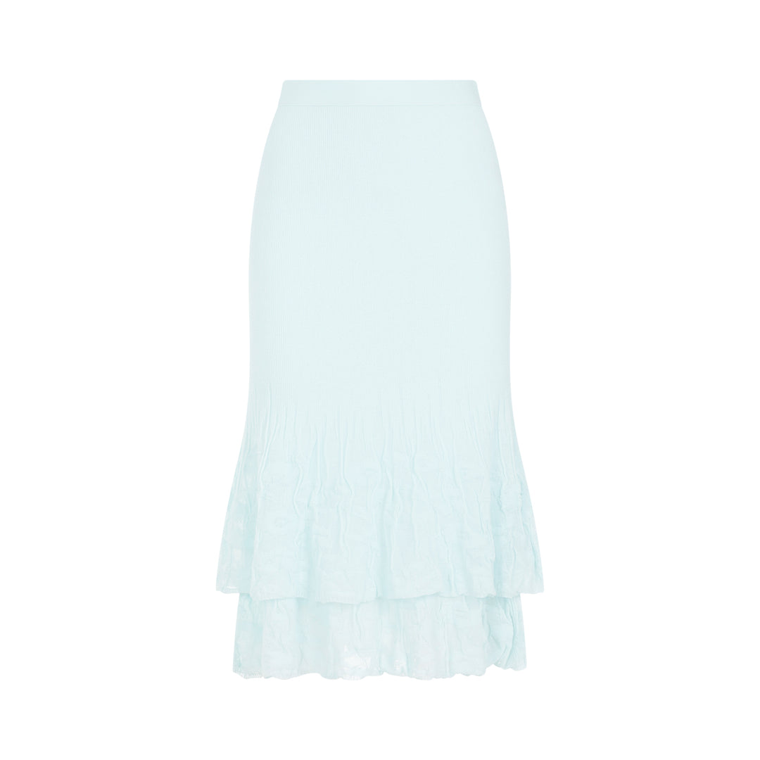 Pale Turquoise Cotton Midi Skirt-1