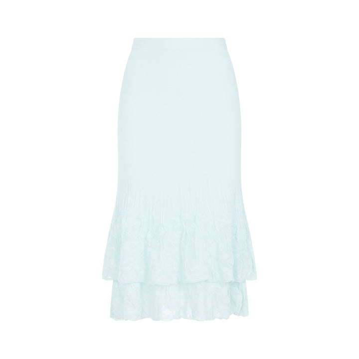 Pale Turquoise Cotton Midi Skirt-1