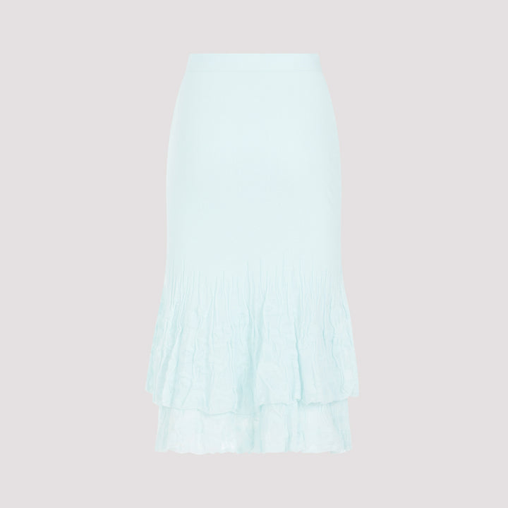 Pale Turquoise Cotton Midi Skirt-3