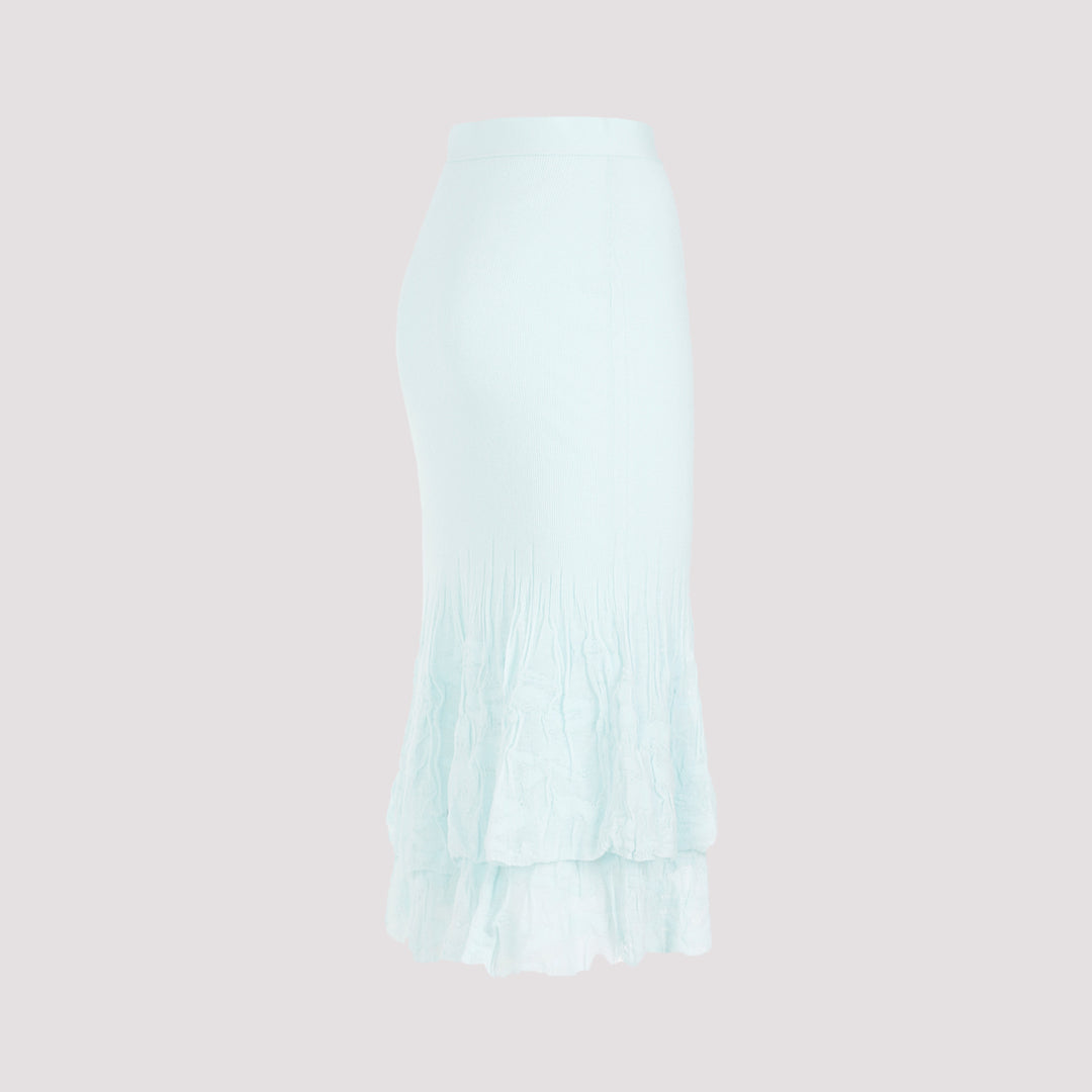 Pale Turquoise Cotton Midi Skirt-4