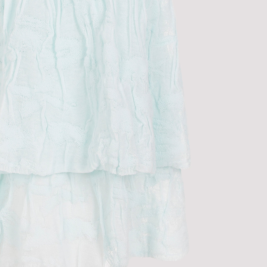 Pale Turquoise Cotton Midi Skirt-5