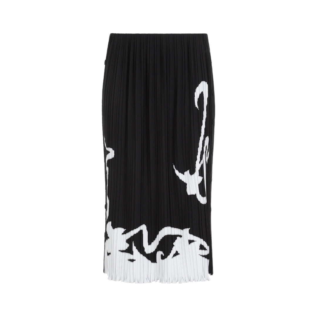 Black Pleated Long Skirt-1