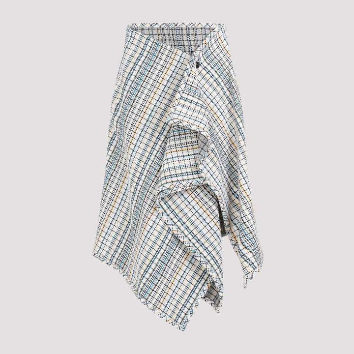 White Cotton Check Skirt-0