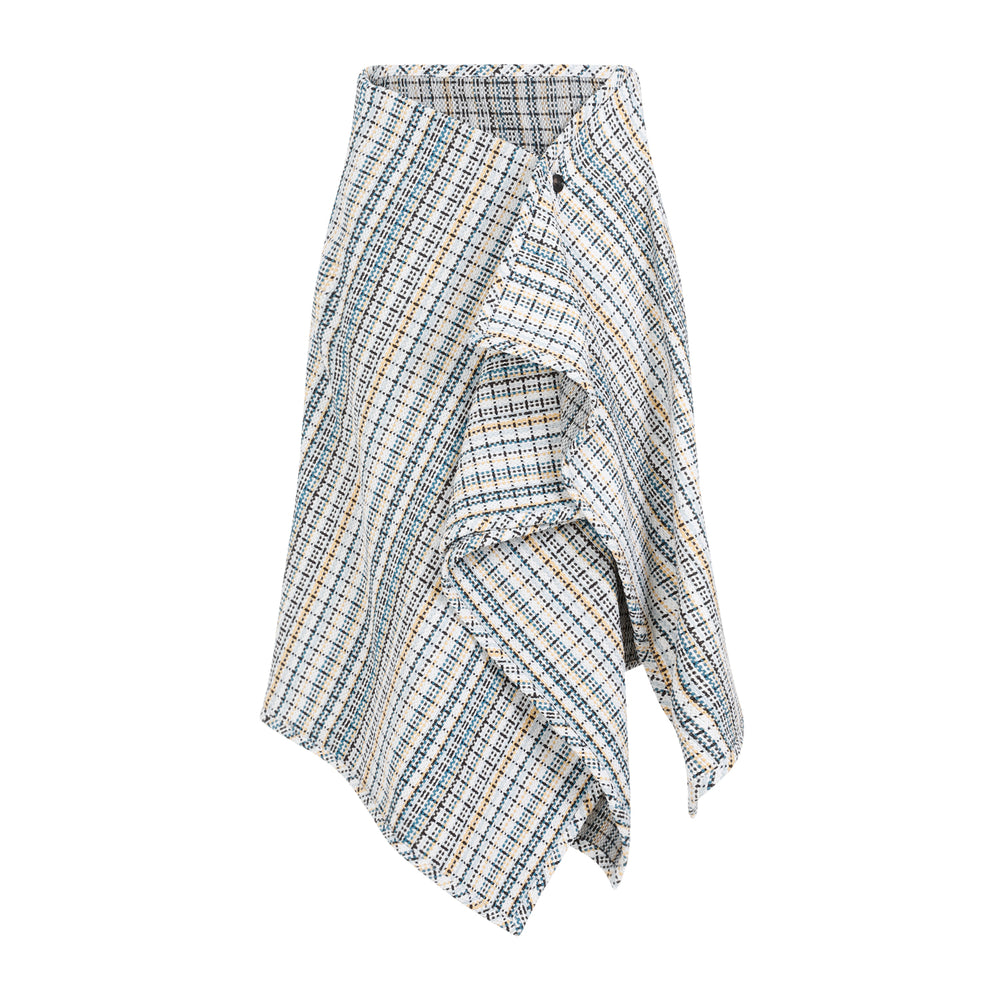 White Cotton Check Skirt-1