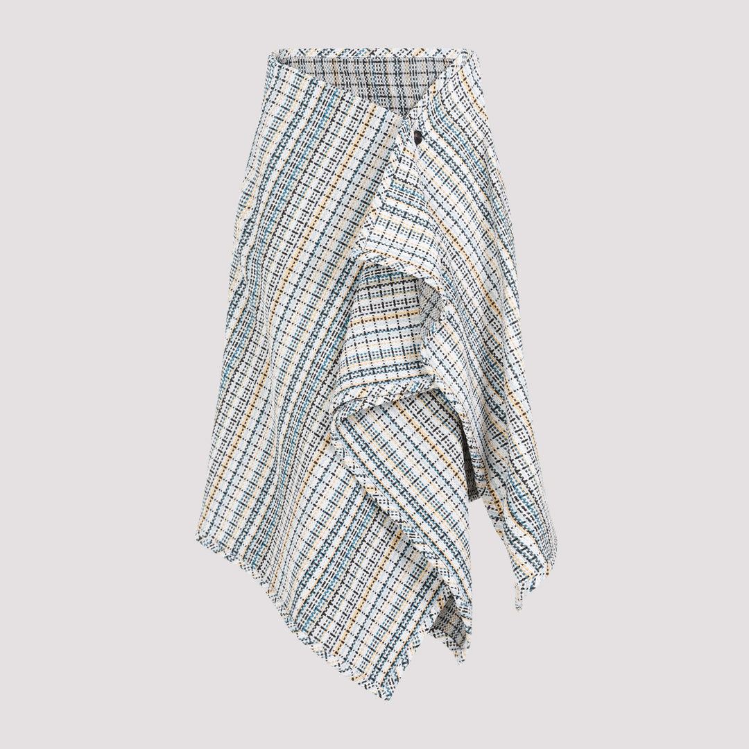 White Cotton Check Skirt-2