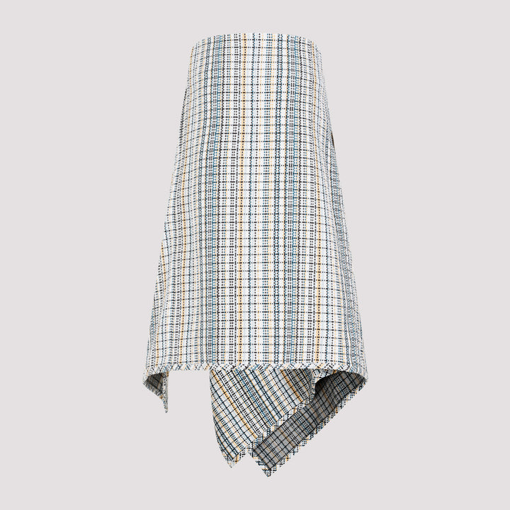 White Cotton Check Skirt-3