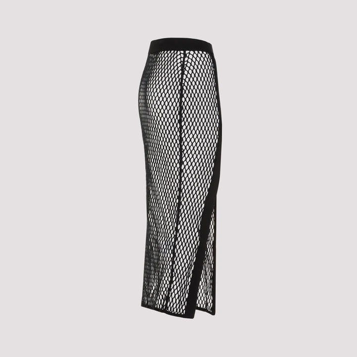 Black Cotton Logoband Mesh Skirt-4