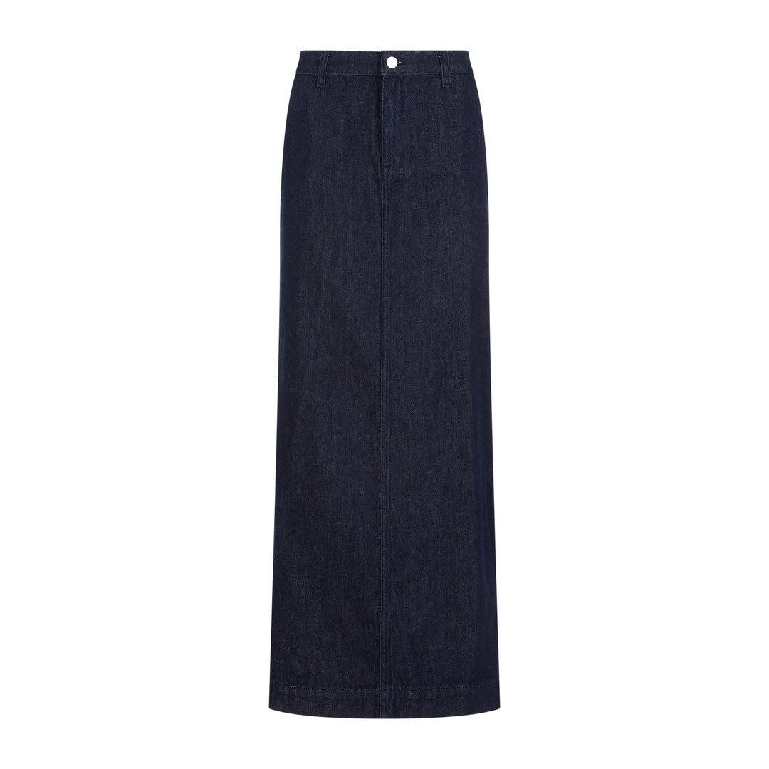 Indigo Blue Cotton Pencil Midi Skirt-1