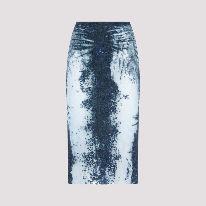 Midi skirt in devoré metallic knit-0