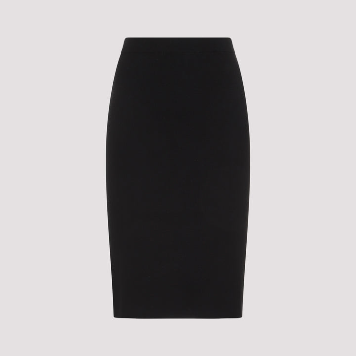 Black Wool Pencil Skirt-0