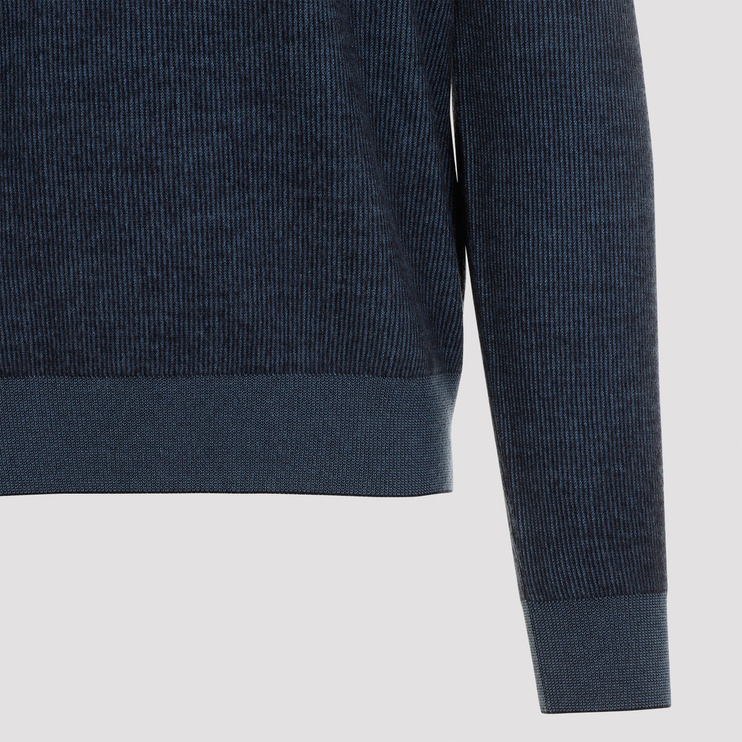 Flannel Midnight Blue Cashmere Pullover-3