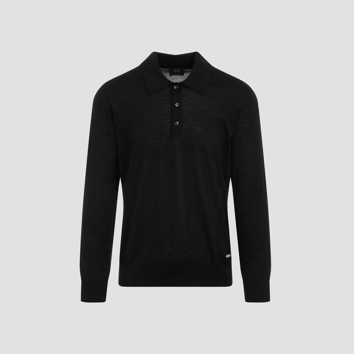 Black Cashmere Long Sleeves Polo-0