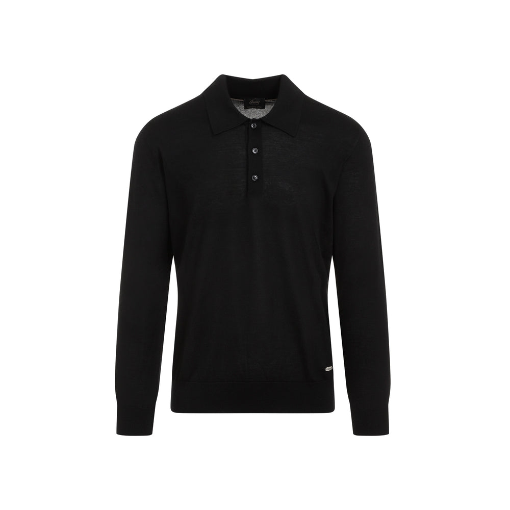 Black Cashmere Long Sleeves Polo-1