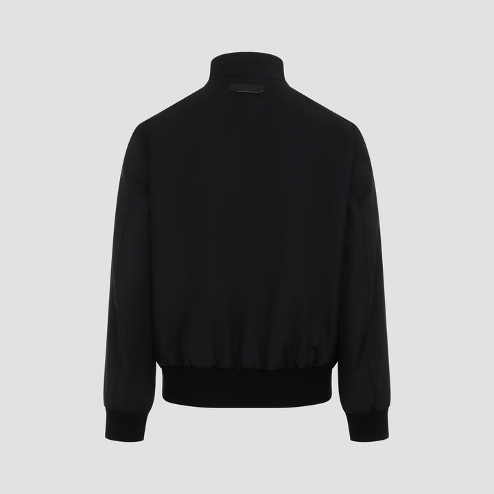 Black Wool Cardigan Blouson-3