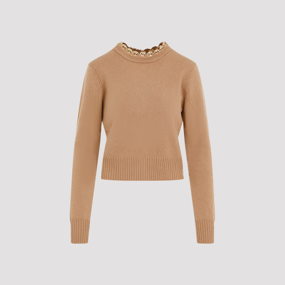 Camel Brown Merino Wool Pullover-0