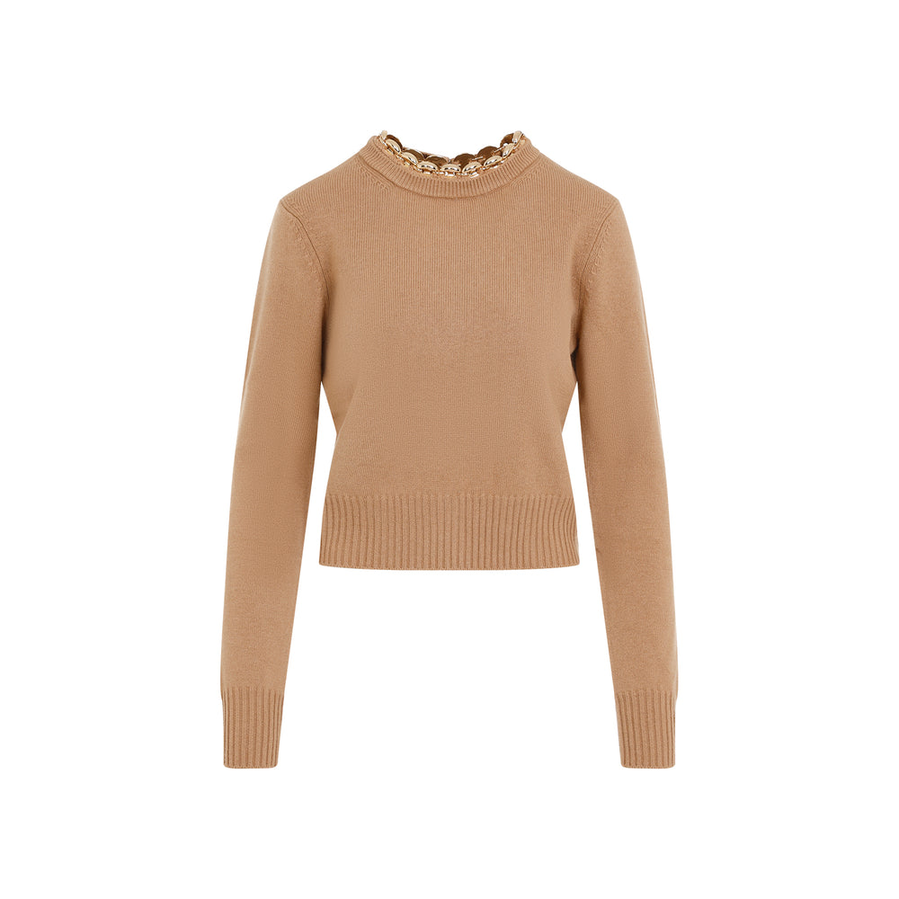 Camel Brown Merino Wool Pullover-1