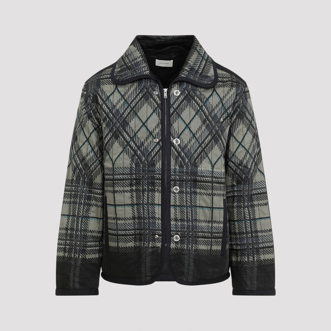 Black Quilted Plaid Fade Cotton Jacket-0