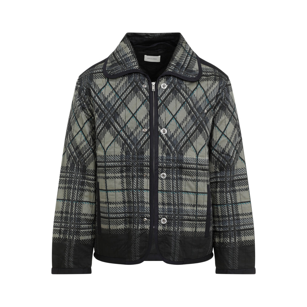 Black Quilted Plaid Fade Cotton Jacket-1