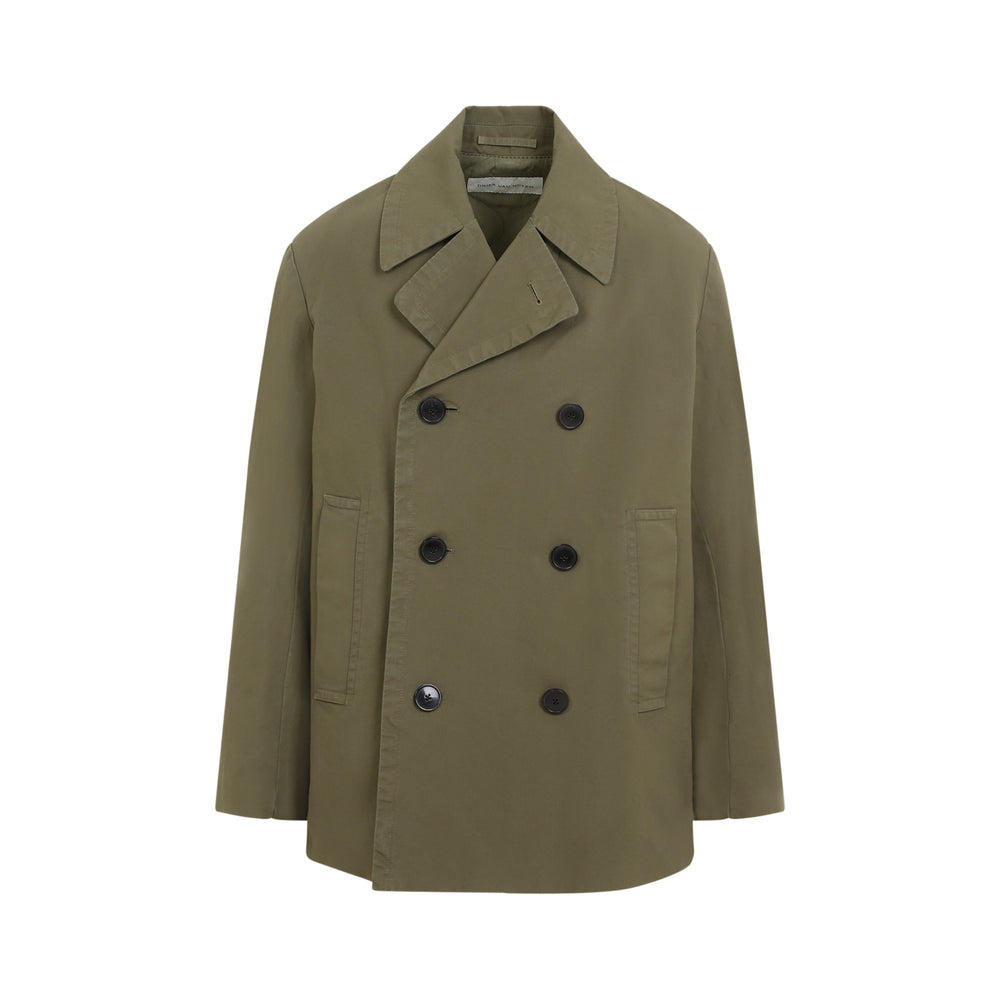 Khaki Green Razel Cotton Short Coat-1