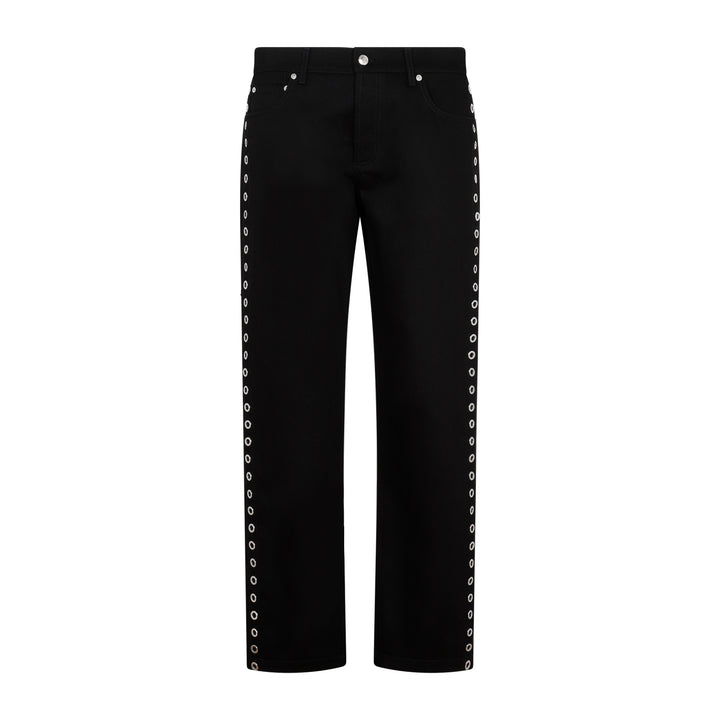 Black Denim Eyelet Jeans-1