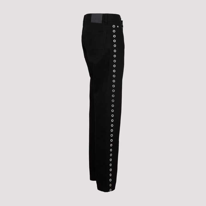 Black Denim Eyelet Jeans-4