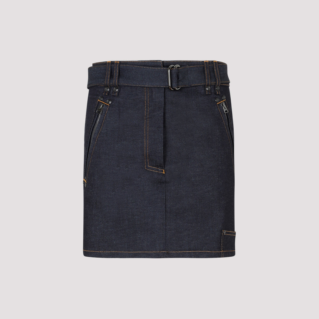 Dark Indigo Cotton Denim Skirt-0