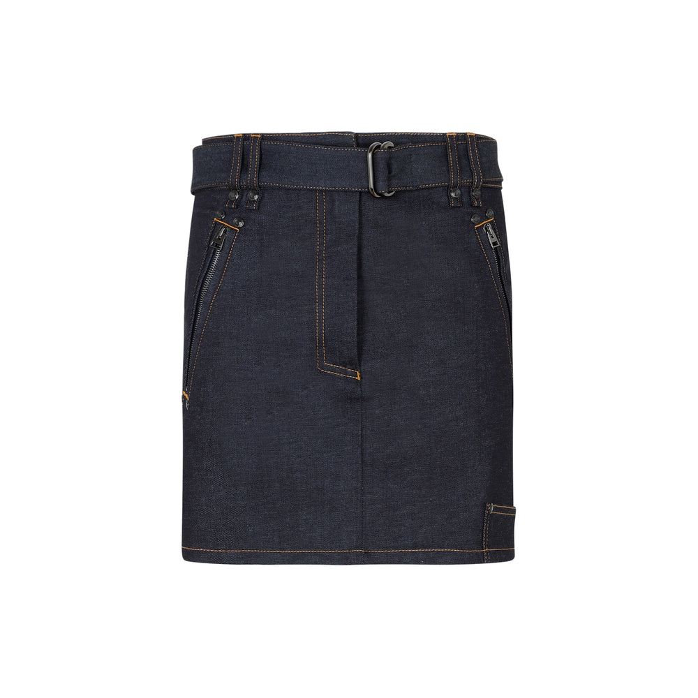 Dark Indigo Cotton Denim Skirt-1