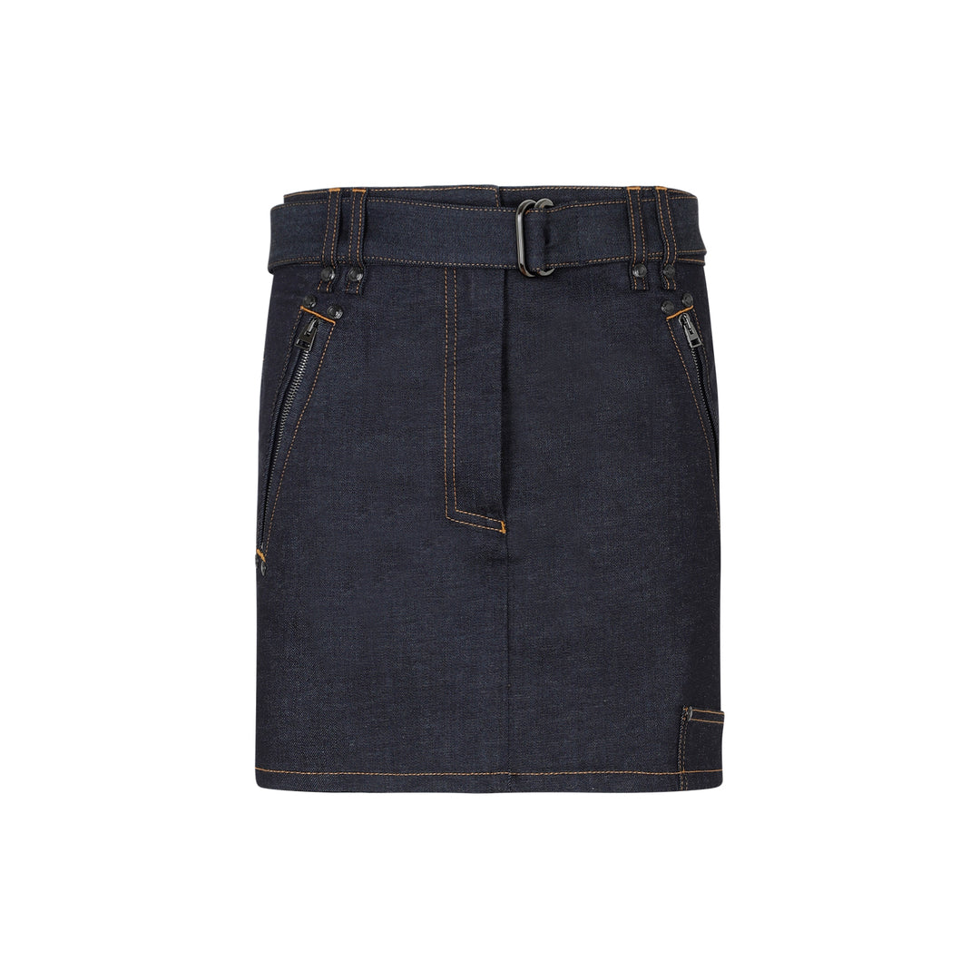 Dark Indigo Cotton Denim Skirt-1