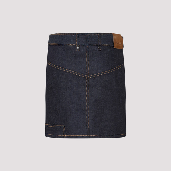 Dark Indigo Cotton Denim Skirt-3