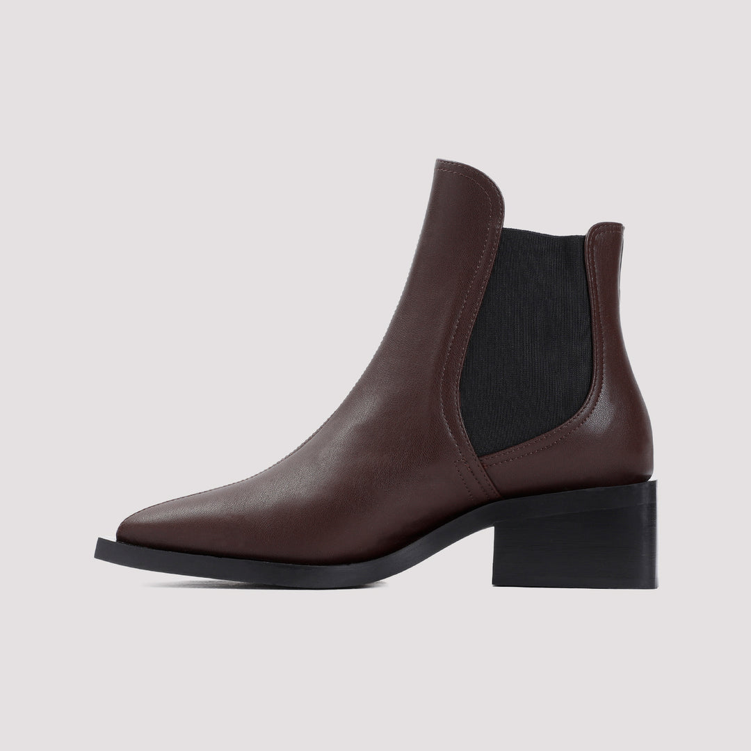 Brown Feminine Buckle Leather Chelsea Boots-3