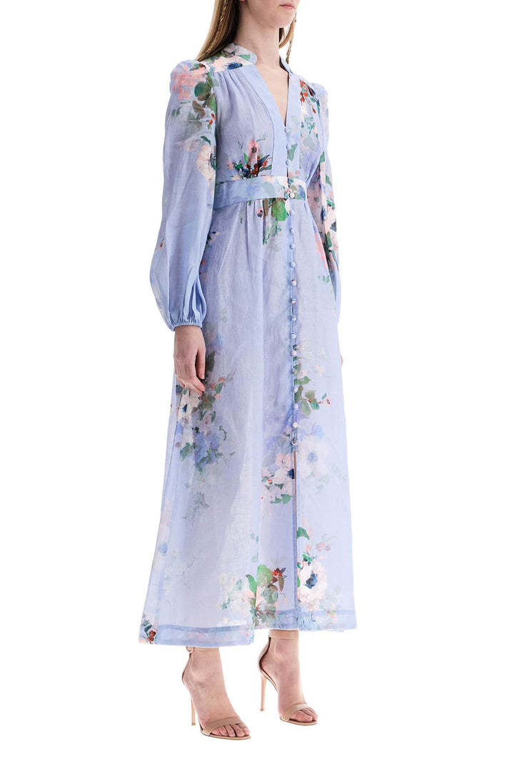 light blue watercolor floral midi dress with deep v neckline-1