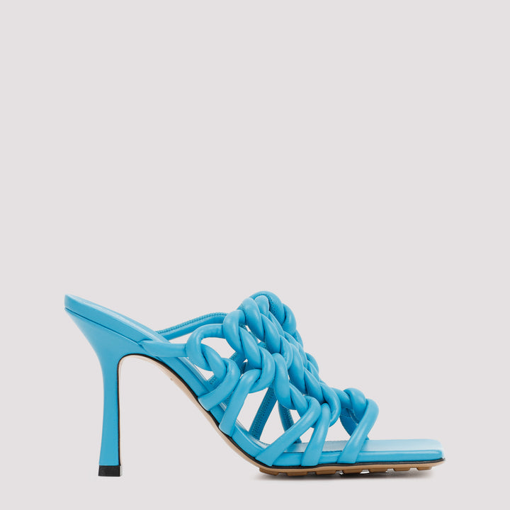 Blue Leather Stretch Twist Mule-0