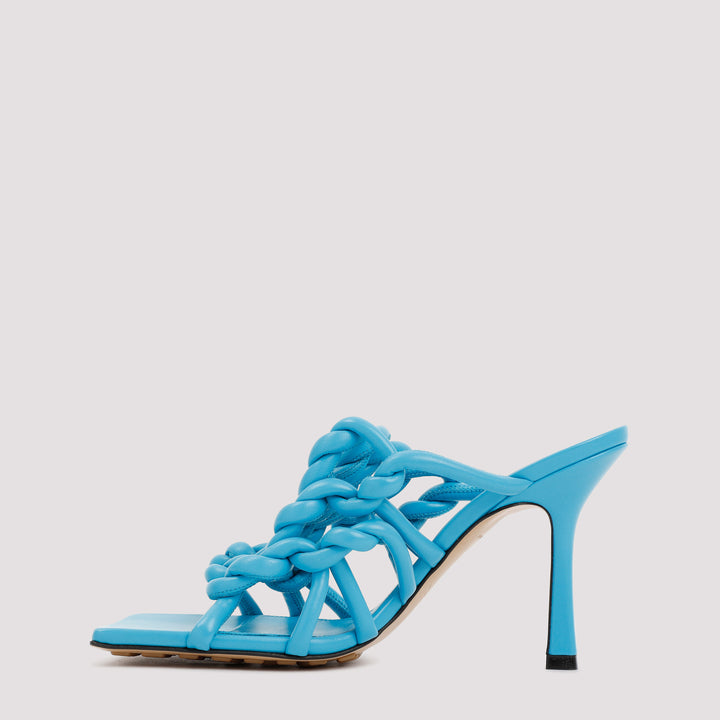 Blue Leather Stretch Twist Mule-3