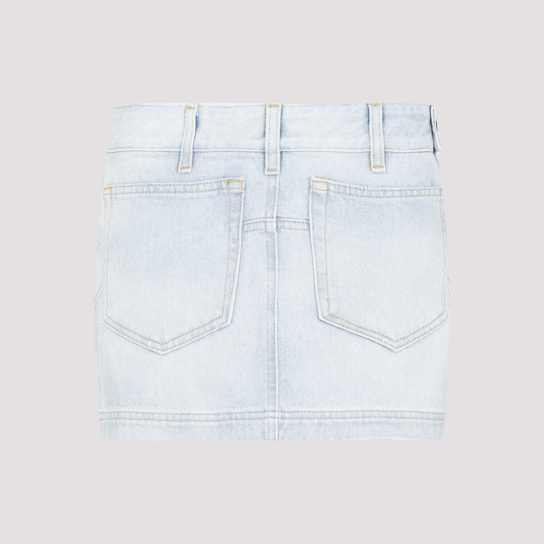 Sky Blue Abra Mini Denim Skirt-0