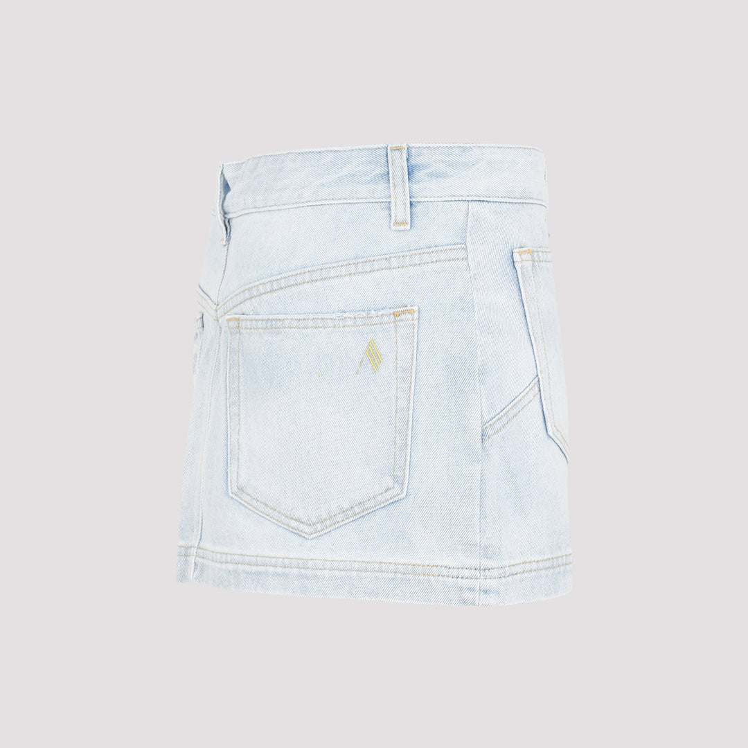 Sky Blue Abra Mini Denim Skirt-4