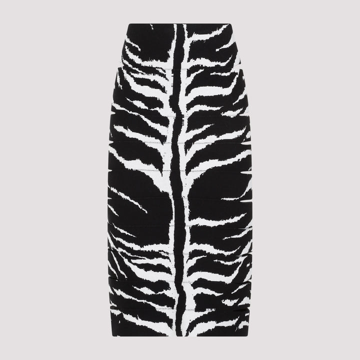 White and Black Zebra Viscose Pencil Skirt-0