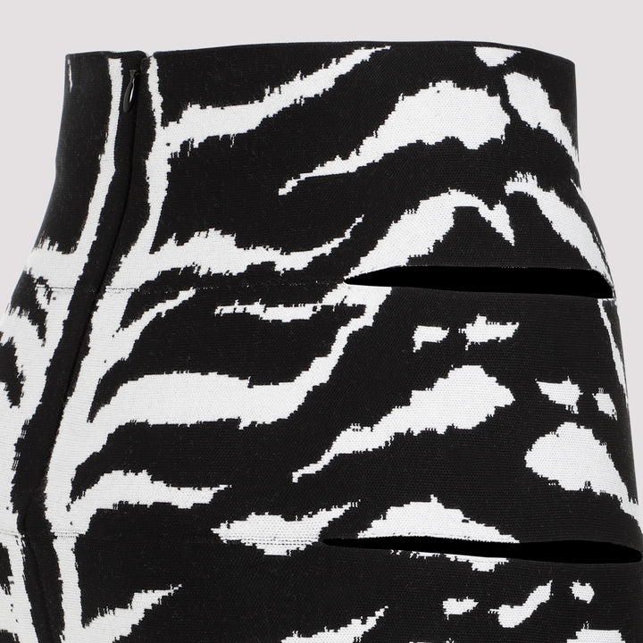 White and Black Zebra Viscose Pencil Skirt-4