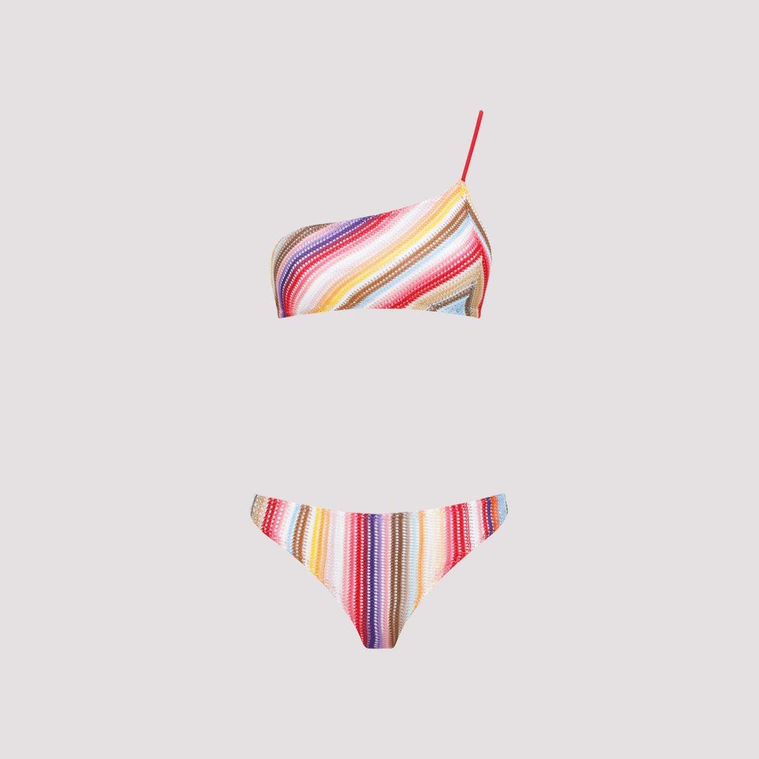 Multi Red Stripe Viscose Bikini-0