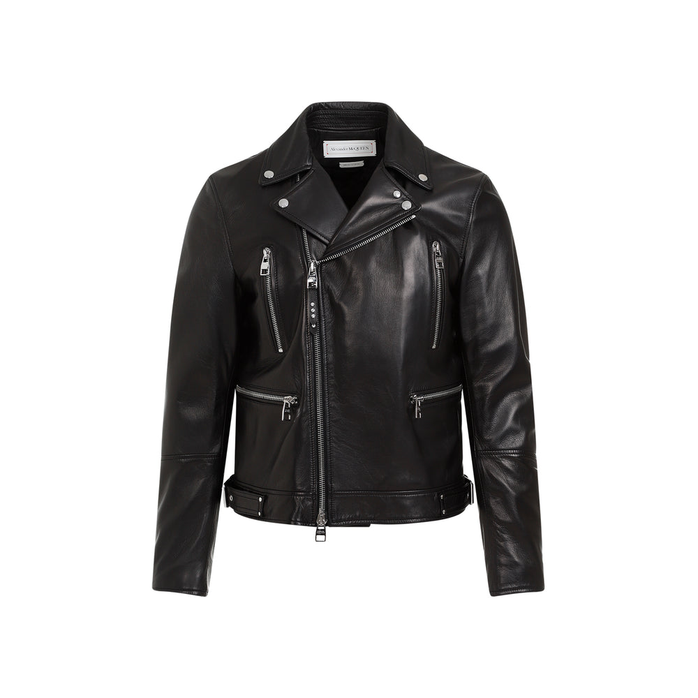 Black Lamb Leather Biker Jacket-1