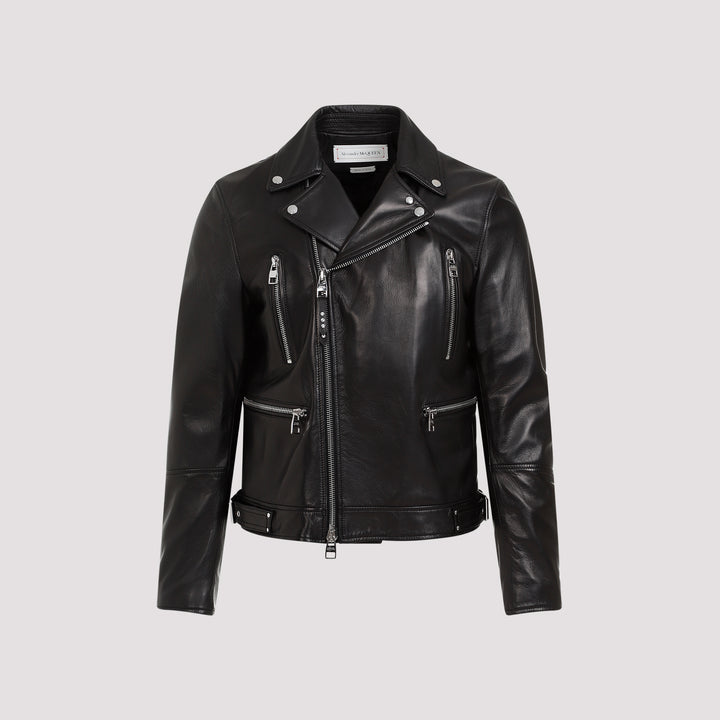 Black Lamb Leather Biker Jacket-2