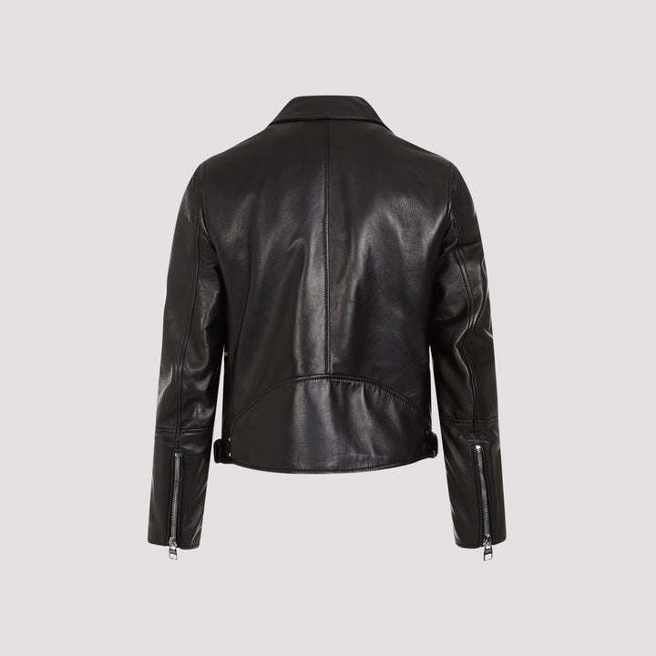 Black Lamb Leather Biker Jacket-3