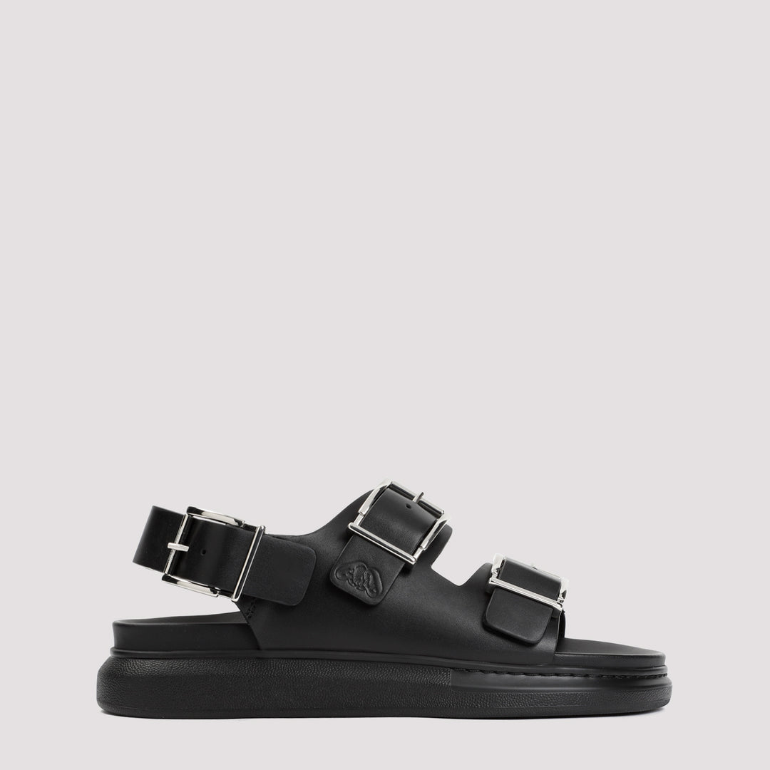 Black Hybrid Double Buckle Sandals-0