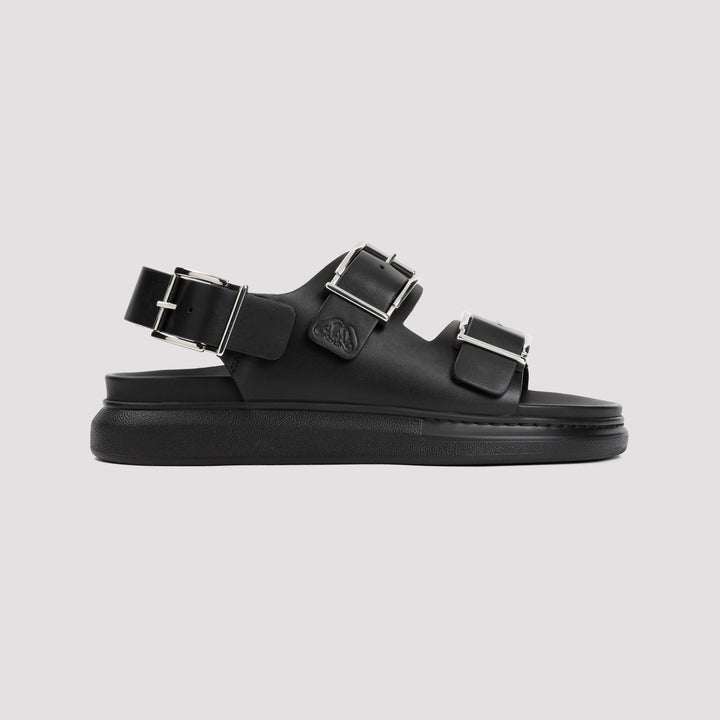 Black Hybrid Double Buckle Sandals-2