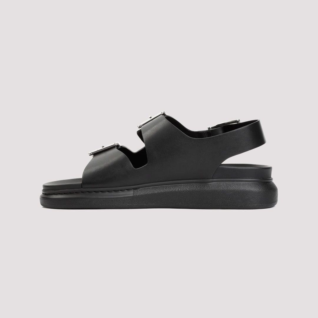 Black Hybrid Double Buckle Sandals-3