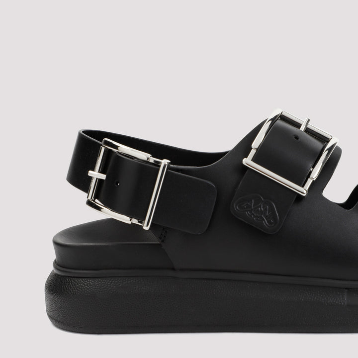 Black Hybrid Double Buckle Sandals-5