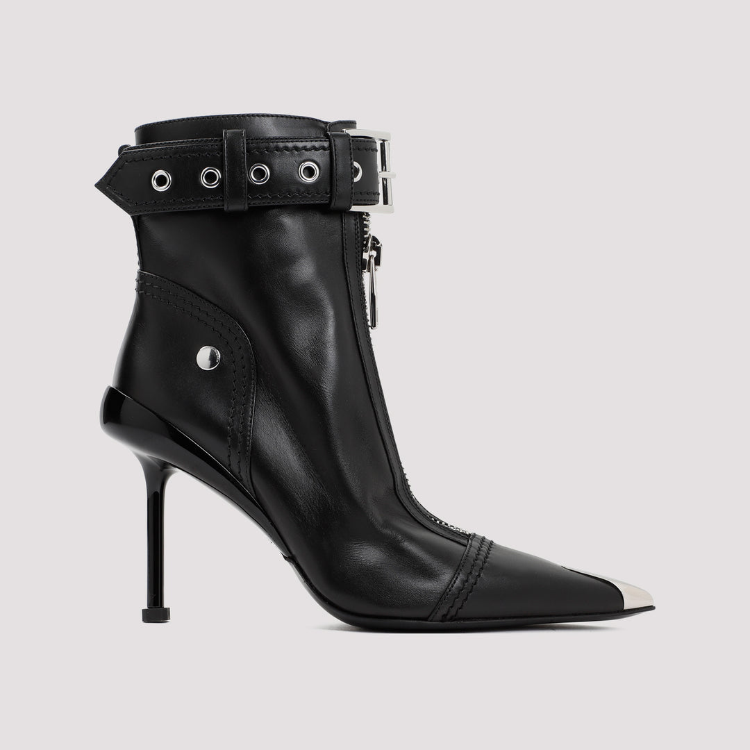 Black Leather Ankle Boots-2