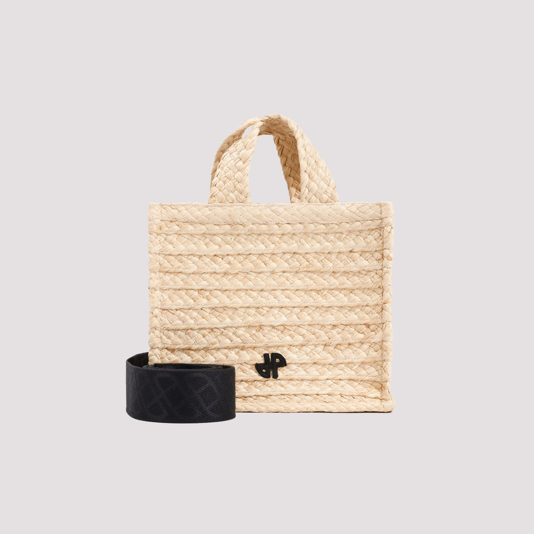 Beige Small JP tote in raffia-2